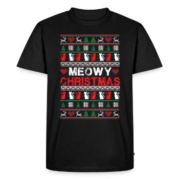 Chats de Noël Meowy Noël - T-shirt Premium bio Homme - noir - Devant - Nico (187cm)