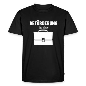 Beförderung in der Tasche - Männer Premium Bio T-Shirt - Schwarz - Vorne - Nico (187cm)