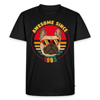 28e anniversaire du bouledogue français génial depuis 1993 - T-shirt Premium bio Homme - noir - Devant - Nico (187cm)