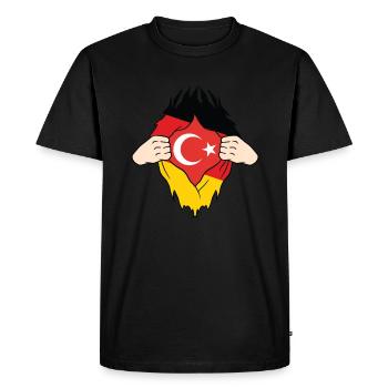 Im Herzen Türke Deutschland Türkei Türkische Fahne - Männer Premium Bio T-Shirt - Schwarz - Vorne - Nico (187cm)