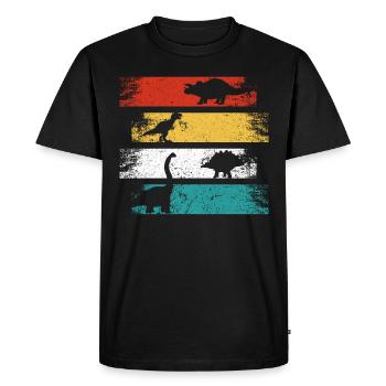 Retro Dino T-Rex Styracosaurus Dinosaurier - Männer Premium Bio T-Shirt - Schwarz - Vorne - Nico (187cm)