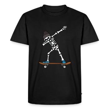 Tamponner le squelette sur le cadeau de skateboard - T-shirt Premium bio Homme - noir - Devant - Nico (187cm)