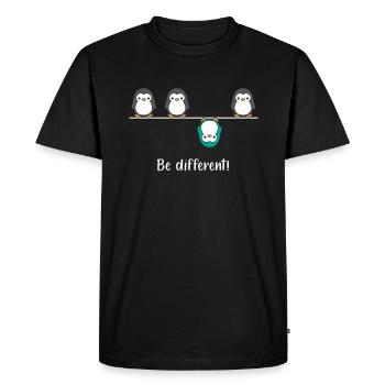 Be different - penguin fun penguins bird saying - Men's Premium Organic T-Shirt - black - Front - Nico (187cm)