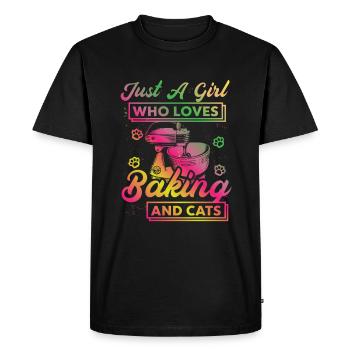 Just A Girl Who Loves Baking And Cats Vintage - Men's Premium Organic T-Shirt - black - Front - Nico (187cm)