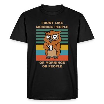 Owl - Dont I Like Morning People coffee owl - T-shirt Premium bio Homme - noir - Devant - Nico (187cm)