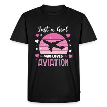 Just A Girl Who Loves Aviation Aviation Aviation Avion - T-shirt Premium bio Homme - noir - Devant - Nico (187cm)