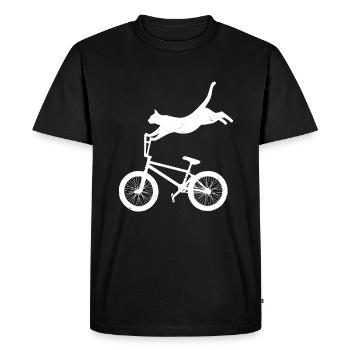 Cat Bike Cycling Bicycle Freestyle BMX Cat Lover - Men's Premium Organic T-Shirt - black - Front - Nico (187cm)