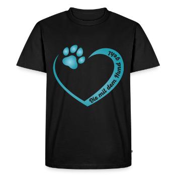 Die mit dem Hund geht - Männer Premium Bio T-Shirt - Schwarz - Vorne - Nico (187cm)