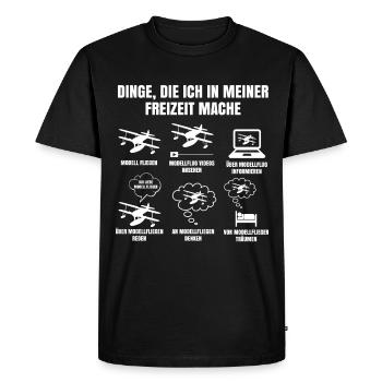Dinge Die Ich In Meiner Freizeit Mache Modellflug - Männer Premium Bio T-Shirt - Schwarz - Vorne - Nico (187cm)