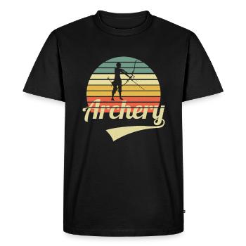 Archers vintage Tir à l’arc rétro arc - T-shirt Premium bio Homme - noir - Devant - Nico (187cm)