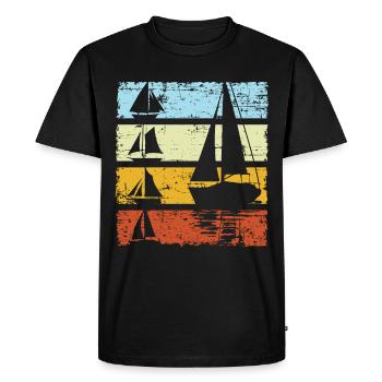 Vintage Sailboat Sailor Skipper Captain Sailing - Men's Premium Organic T-Shirt - black - Front - Nico (187cm)