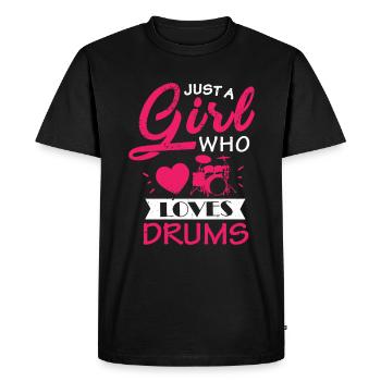 Drummer Girl Juste A Girl Who Loves Drums Cadeau - T-shirt Premium bio Homme - noir - Devant - Nico (187cm)