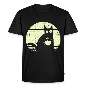 Chat de café rétro chat café - T-shirt Premium bio Homme - noir - Devant - Nico (187cm)