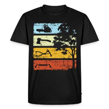 Bûcheron vintage tronçonneuse forestier - T-shirt Premium bio Homme - noir - Devant - Nico (187cm)