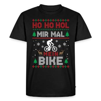 Ugly Christmas Ho Ho Hol mir mal mein Bike Fahrrad - Männer Premium Bio T-Shirt - Schwarz - Vorne - Nico (187cm)