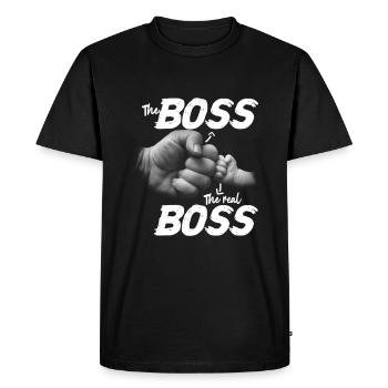The Boss The Real Boss Dad's Son Father's Day - Men's Premium Organic T-Shirt - black - Front - Nico (187cm)