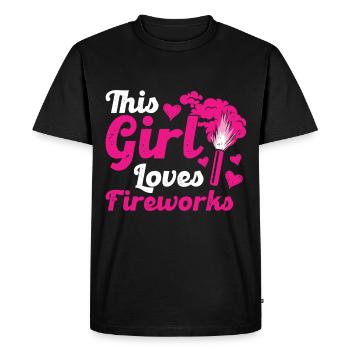 Cette fille aime les feux d'artifice du nouvel an - T-shirt Premium bio Homme - noir - Devant - Nico (187cm)