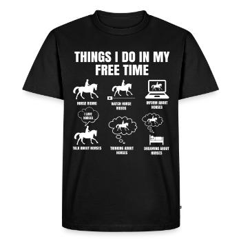 Les choses Que Je Dans Mon Temps Libre Fais des chevaux - T-shirt Premium bio Homme - noir - Devant - Nico (187cm)