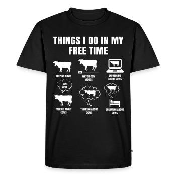 Things I Do In My Free Time Cow Farmer - Men's Premium Organic T-Shirt - black - Front - Nico (187cm)