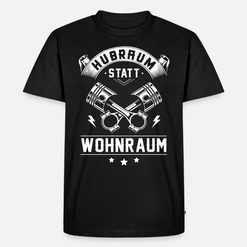 Hubraum Statt Wohnraum - Männer Premium Bio T-Shirt - Schwarz