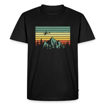Planeur vintage montagnes rétro plané pilot - T-shirt Premium bio Homme - noir - Devant - Nico (187cm)