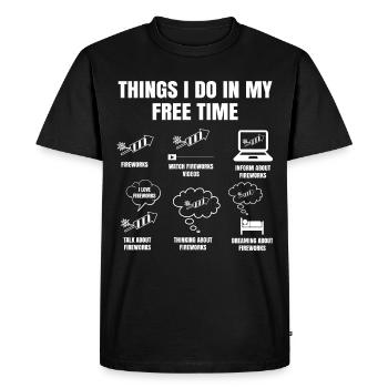 Les choses Que Je Dans Mon Temps Libre Fais des feux d’artifice - T-shirt Premium bio Homme - noir - Devant - Nico (187cm)