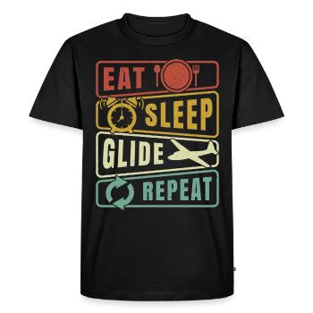 Eat Sleep Glide Repeat Glider Pilot Gliding Flight - T-shirt Premium bio Homme - noir - Devant - Nico (187cm)