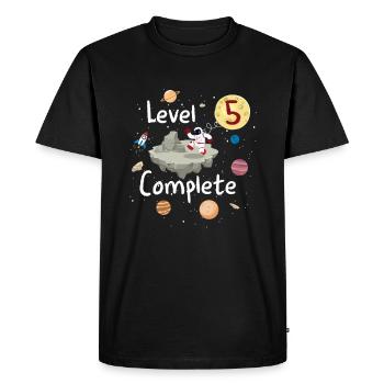 Astronaute 5ème anniversaire niveau 5 Espace complet - T-shirt Premium bio Homme - noir - Devant - Nico (187cm)