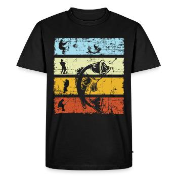 Pêche rétro pêche rétro pêche pêche cadeau pêche - T-shirt Premium bio Homme - noir - Devant - Nico (187cm)