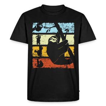 Vintage Retro Paresseux Silhouette - T-shirt Premium bio Homme - noir - Devant - Nico (187cm)