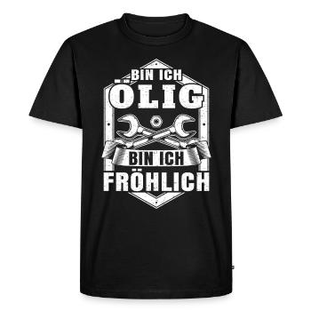 Bin Ich Ölig Bin Ich Fröhlich Handwerker - Männer Premium Bio T-Shirt - Schwarz - Vorne - Nico (187cm)