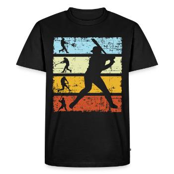 Rétro-joueur de baseball - T-shirt Premium bio Homme - noir - Devant - Nico (187cm)