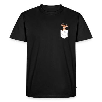 Cerf dans la poche de la poitrine - T-shirt Premium bio Homme - noir - Devant - Nico (187cm)