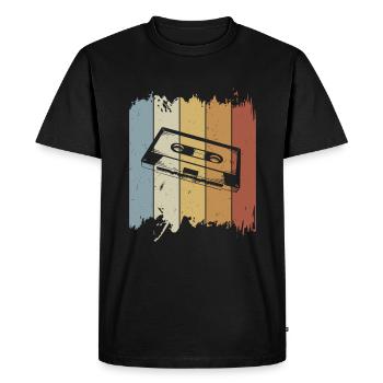 Retro Cassette Music Oldschool Tape Mixtape - Men's Premium Organic T-Shirt - black - Front - Nico (187cm)