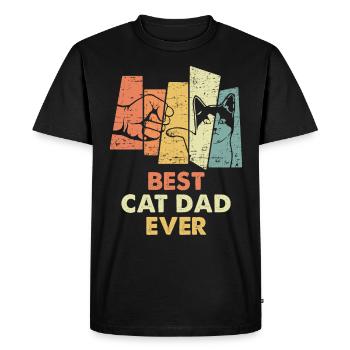 Vintage Best Cat Dad Ever Bump Fit - Men's Premium Organic T-Shirt - black - Front - Nico (187cm)