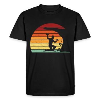 Rétro Vintage Géologiste Géology Stone Sunset - T-shirt Premium bio Homme - noir - Devant - Nico (187cm)