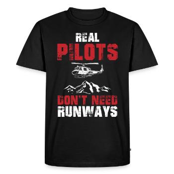 Real Pilots Don't Need Runways Helicopter - Men's Premium Organic T-Shirt - black - Front - Nico (187cm)