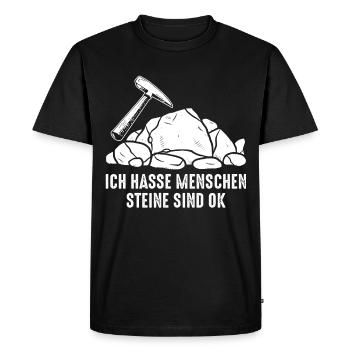 Ich Hasse Menschen Steine Sind Ok Geologe Geologie - Männer Premium Bio T-Shirt - Schwarz - Vorne - Nico (187cm)