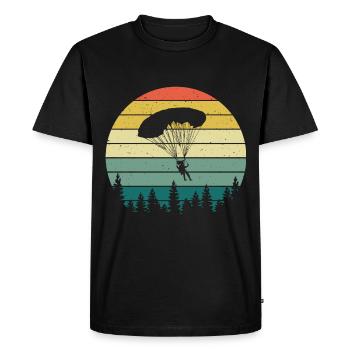 Retro Paragliding Silhouette Skydiving Paraglider - Men's Premium Organic T-Shirt - black - Front - Nico (187cm)