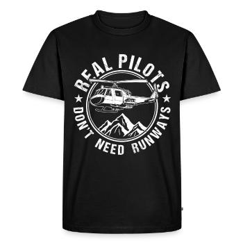 Real Pilots Don't Need Runways Helicopter - Men's Premium Organic T-Shirt - black - Front - Nico (187cm)