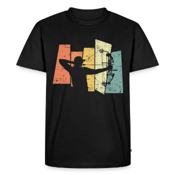 Tir à l’arc Fléchette Arc rétro rétro vintage - T-shirt Premium bio Homme - noir - Devant - Nico (187cm)