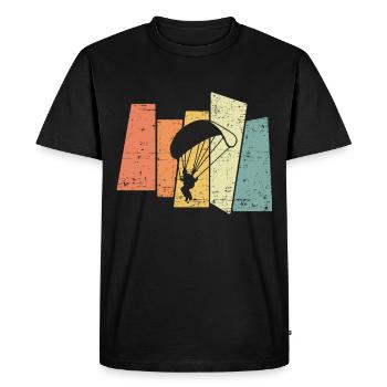 80s Retro Paragliding Skydiving Paraglider - Men's Premium Organic T-Shirt - black - Front - Nico (187cm)