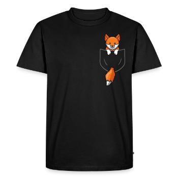 Fox in Breast Pocket Cest Pocket Red Fox Forest - T-shirt Premium bio Homme - noir - Devant - Nico (187cm)