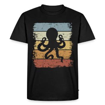 Retro Octopus - Men's Premium Organic T-Shirt - black - Front - Nico (187cm)