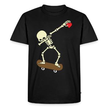 Skeleton Skateboard Dabbing Skate Skeleton Heart - T-shirt Premium bio Homme - noir - Devant - Nico (187cm)