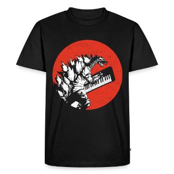 Retro Japan Synthesizer Dino Analog Synth - T-shirt Premium bio Homme - noir - Devant - Nico (187cm)