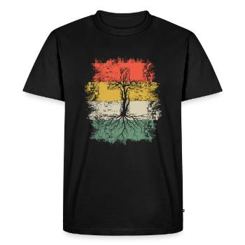 Christian Cross Tree Root Jesus Religion - Men's Premium Organic T-Shirt - black - Front - Nico (187cm)