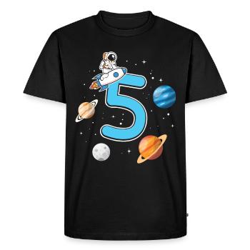 Birthday 5 years astronaut rocket 5th birthday boy - Men's Premium Organic T-Shirt - black - Front - Nico (187cm)
