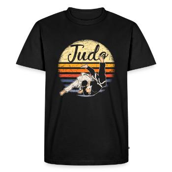 Retro Judo - Männer Premium Bio T-Shirt - Schwarz - Vorne - Nico (187cm)