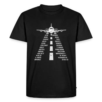 Phonetic Alphabet Pilot Airplane - Men's Premium Organic T-Shirt - black - Front - Nico (187cm)